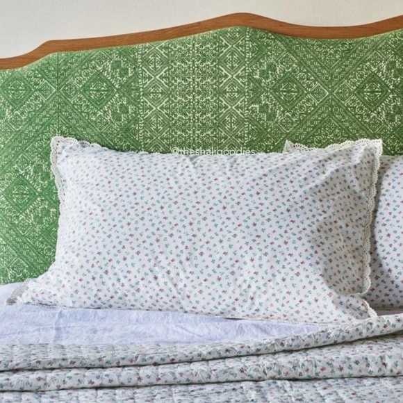 DOEN Queen Quilt and Shams Set of 2 Spring Parc Monceau White Floral Lace Trim - Picture 1 of 2